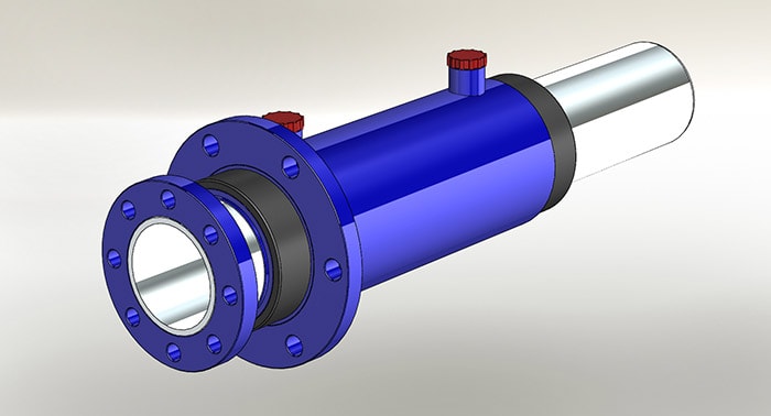 bespoke thru-rod, thru-bore hydraulic cylinder
